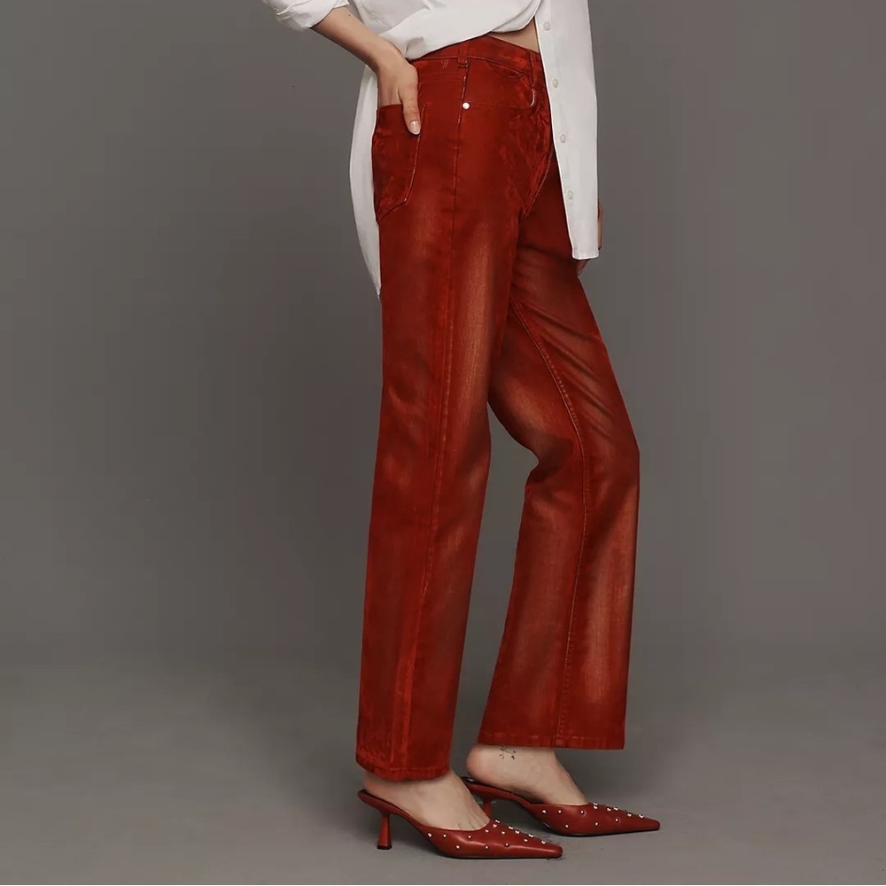 Anthropologie Pilcro The Annie Flocked High-Rise Straight-Leg Jeans - Picture 4 of 6